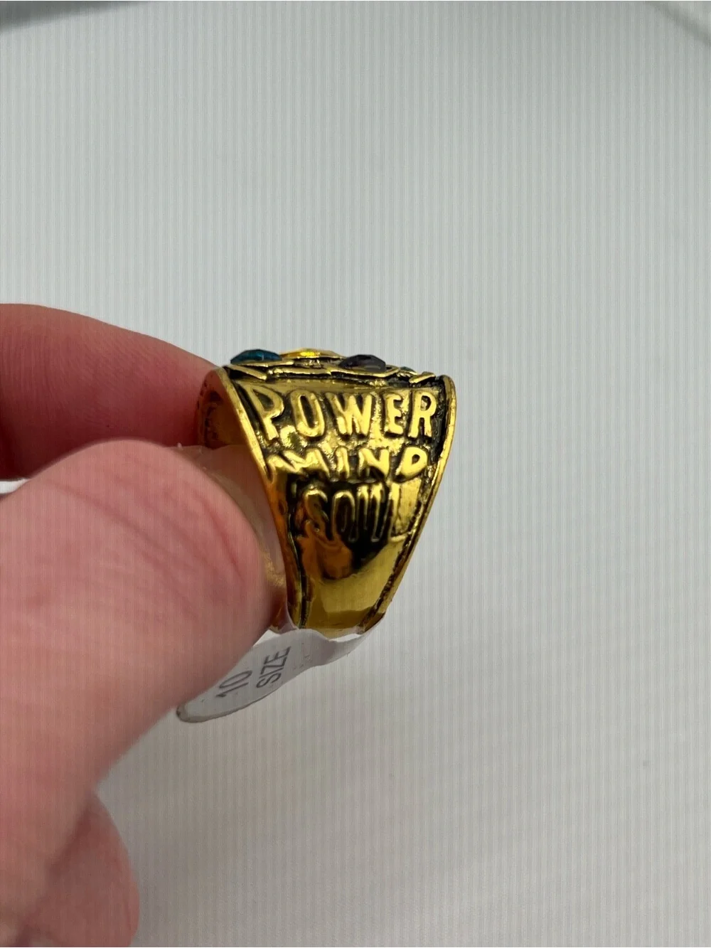 🎁Gold-Tone Multicolor Gem Statement Ring - Size 10